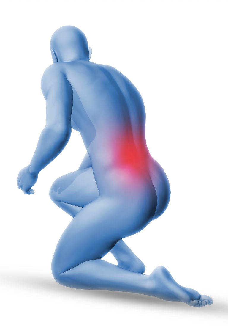 3D male medical figure in kneeling position 3D blue male medical figure in kneeling position